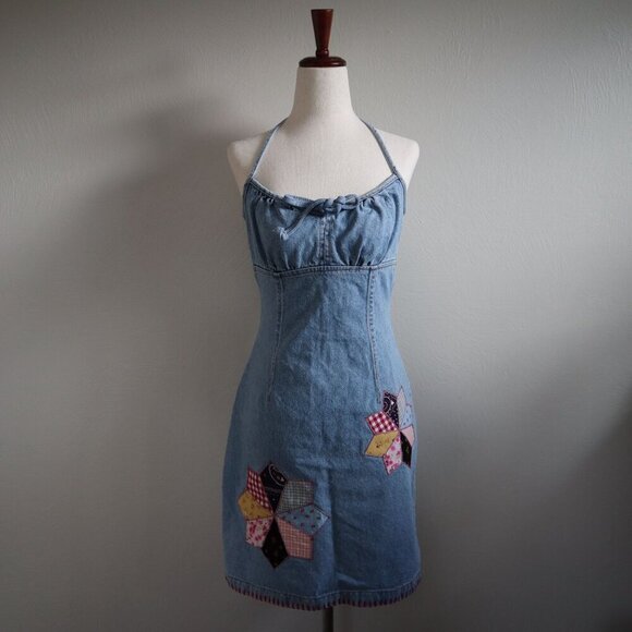 ABS Denim Mini Dress and Matching Bandana Size 2 - Picture 2 of 7